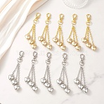 10Pcs 2 Colors CCB Plastic Pendant Decorations, with Alloy Swivel Lobster Claw Clasps, Heart, Mixed Color, 105mm, 5pcs/color(HJEW-JM04708)