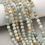 Natural Flower Amazonite Beads Strands, Round, 6~6.5mm, Hole: 0.6mm, about 65pcs/strand, 15.75''(40cm)(G-F818-A01-6mm)