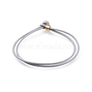 Unisex Korean Waxed Polyester Cord Bracelets, Multi-strand Bracelets, with Brass Beads, Light Grey, 7-1/8 inch(18cm)(BJEW-JB04597-04)