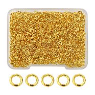Brass Open Jump Rings, Round Ring, Golden, 4x0.7mm, 21 Gauge, Inner Diameter: 2.6mm, about 500pcs/box(KK-YW0001-38)