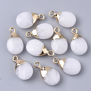 Natural White Jade Pendants, with Top Golden Plated Iron Loops, Teardrop, Faceted, Dyed, 17~19x10x5mm, Hole: 1.8mm(X-G-S359-017J)