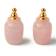 Natural Gemstone Openable Perfume Bottle Pendants, with Brass Findings, 35.5x19mm, Hole: 1.6mm, Capacity: 1ml(0.03 fl. oz)(X-G-R478-004A)
