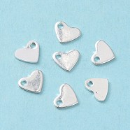 201 Stainless Steel Charms, Stamping Blank Tag, Heart, Silver, 7x6x1mm, Hole: 1mm(STAS-L234-046S)