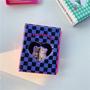 40-Pocket 3 Inch PVC Mini Photo Album, with Peach Heart Window Cover, Photocard Cellection, Rectangle with Tartan Pattern, Purple, Black, 9.2x12x2.6cm, pocket: 7x10.5cm, about 20 sheets/book(ZXFQ-PW0001-120A)