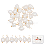 30Pcs Natural Cultured Freshwater Pearl Pendants, with Golden Tone Brass Ball Head Pins, Rice, Antique White, 16.5~17mm, Hole: 3mm(KK-BBC0005-10)