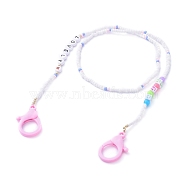 (Jewelry Parties Factory Sale)Personalized Dual-use Items, Beaded Necklaces or Eyeglasses Chains, with Glass Seed Beads, Acrylic Beads, Plastic Lobster Claw Clasps and Brass Beads, Word Love, Colorful, 25 inch(63.5cm)(NJEW-JN02846)