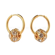 Crystal Rhinestone Rondelle Beaded Huggie Hoop Earrings, 304 Stainless Steel Jewelry for Women, Golden, 24x2mm, Pin: 1mm(EJEW-JE04838)