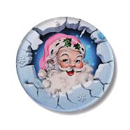 Printed Flat Round Christmas Themed Acrylic Pendants, Santa Claus, 40x1.6mm, Hole: 2mm(OACR-L018-05A)