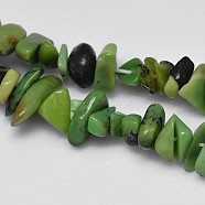 Natural Nugget Serpentine Bead Strands, Tumbled Stone, Green Jade, 5~8x5~8x5~8mm, Hole: 1mm, 32 inch(G-M121-01)