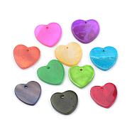 Spray Paint Freshwater Shell Charms, Heart, Mixed Color, 13~14x13~14x1.5~2mm, Hole: 1mm(SHEL-Q012-013)