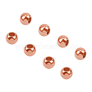 304 Stainless Steel Spacer Beads, Round, Rose Gold, 6x5mm, Hole: 2mm, 50pcs/box(STAS-UN0008-12B)