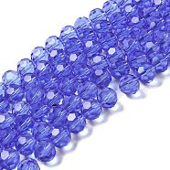 Transparent Glass Beads, Faceted(32 Facets), Round, Medium Slate Blue, 10mm, Hole: 1.8mm, about 66~68pcs/strand, 24.02~24.13 inch(61~61.3cm)(EGLA-A035-T10mm-D14)