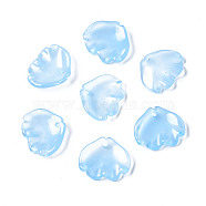 Transparent Spray Painted Glass Pendants, Imitation Jade Pendants, Petal, Light Sky Blue, 15x18x4mm, Hole: 1mm(GGLA-S054-014E-03)