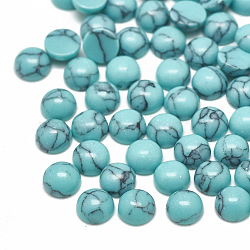 Synthetic Turquoise Cabochons, Dyed, Half Round/Dome, Medium Turquoise, 4x2mm(TURQ-S290-12C-4mm)