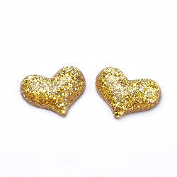 Resin Cabochons, with Glitter Powder, Heart, Goldenrod, 17x22x6mm(CRES-S304-02G)