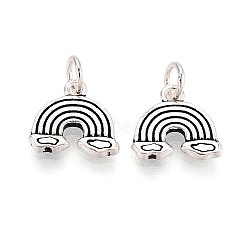 925 Sterling Silver Rainbow Charms, with Jump Rings and Jump Rings, Antique Silver, 10x11x2mm, Hole: 3mm(STER-N016-66AS)