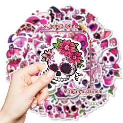 50Pcs PVC Adhesive Waterproof Stickers, Self-Adhesive Stickers, for DIY Photo, Cup, Suitcase, Mobile Phone Shell Decorative, Skull, 40~80mm(PW-WG1B7C9-01)