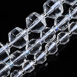 Synthetic Quartz Beads Strands, with Seed Beads, Faceted, Polygon, 5x5.5mm, Hole: 1.2mm, about 53pcs/strand, 14.96 inch(38cm)(G-T132-046A-1)