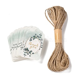 Paper Hang Gift Tags, with Jute Twine, Thanksgiving Themed, Leaf Pattern, 7x4x0.03cm, Hole: 5mm, 50pcs/bag(CDIS-P006-A01)