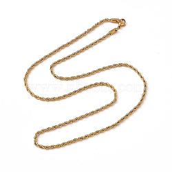 201 Stainless Steel Rope Chain Necklace for Men Women, Real 18K Gold Plated, 23.62 inch(60cm)(NJEW-P268-A36-2X5)