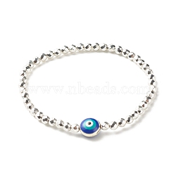 Synthetic Hematite Beads Energy Stretch Bracelet for Teen Girl Women, Evil Eye Alloy Enamel Beads Bracelet, Medium Blue
, Inner Diameter: 2-1/4 inch(5.6cm)(BJEW-JB07033-01)