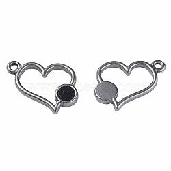 304 Stainless Steel Pendants, with Dyed Black Shell, Heart, Stainless Steel Color, 15x17x2mm, Hole: 1.6mm(STAS-N087-54-04P)