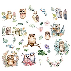 8 Sheets 8 Styles PVC Waterproof Wall Stickers, Self-Adhesive Decals, for Window or Stairway Home Decoration, Rectangle, Owl, 200x145mm, about 1 sheets/style(DIY-WH0345-068)