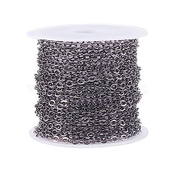 Flat Brass Coated Iron Cable Chains, Soldered, with Spool, Gunmetal, 3x2.5x0.3mm(CH-CJ0001-06B)