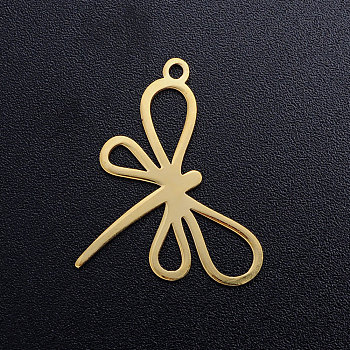 201 Stainless Steel Pendants, Dragonfly, Golden, 18x24x1mm, Hole: 1.5mm