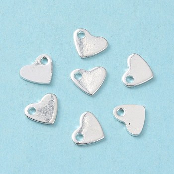 201 Stainless Steel Charms, Stamping Blank Tag, Heart, Silver, 7x6x1mm, Hole: 1mm
