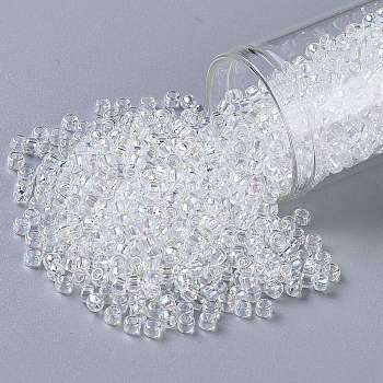 TOHO Round Seed Beads, Japanese Seed Beads, (161) Transparent AB Crystal, 8/0, 3mm, Hole: 1mm, about 222pcs/10g