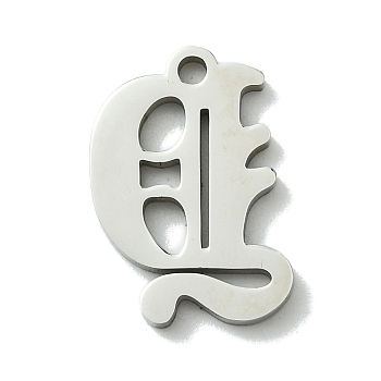 201 Stainless Steel Pendants, Stainless Steel Color, Old Initial Letters Charms, Letter Y, 19.5x13x1.6mm, Hole: 1.8mm