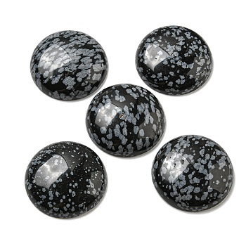 Natural Snowflake Obsidian Cabochons, Flat Round, 30x7~8.5mm