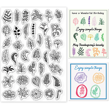 PVC Plastic Stamps, for DIY Scrapbooking, Photo Album Decorative, Cards Making, Stamp Sheets, Plants Pattern, 16x11x0.3cm