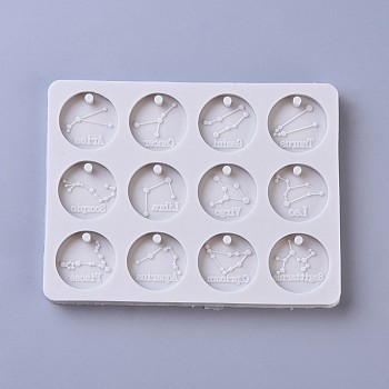 Food Grade Silicone Molds, Fondant Molds, for DIY Cake Decoration, Chocolate, Candy, UV Resin & Epoxy Resin Jewelry Making, Constellation, WhiteSmoke, 86x112x9mm, inner size: 23mm in diameter