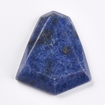 Natural Sodalite Beads, Half Drilled, Shield, 43x37x9mm, Hole: 1.2mm