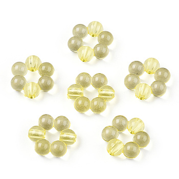 Transparent Acrylic Bead Frames, Flower, Champagne Yellow, 16.5x15.5x6mm, Hole: 2mm, about 674pcs/500g