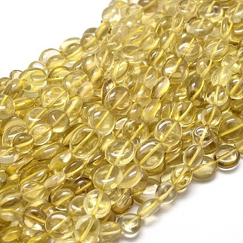 Natural Lemon Quartz Gemstone Nuggets Bead Strands, Tumbled Stone, 9~12x8~13x5~7mm, Hole: 1mm, about 15.3 inch~15.7 inch