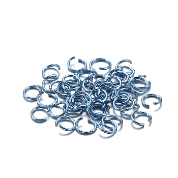 Aluminum Jump Rings, Open Jump Rings, Round Ring, Light Blue, 20 Gauge, 6x0.8mm, Inner Diameter: 4.4mm, about 300pcs/bag