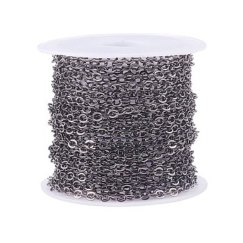 Flat Brass Coated Iron Cable Chains, Soldered, with Spool, Gunmetal, 3x2.5x0.3mm