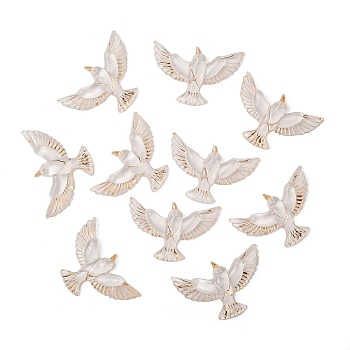 10Pcs Transparent Resin Cabochons, Bird, White, 24x36mm