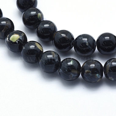 Chapelets de perles de coquillage de mer et turquoise synthétique(G-G758-10-4mm)-3