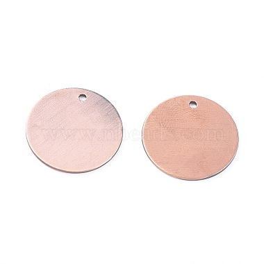 Brushed Red Copper Flat Round Brass Pendants