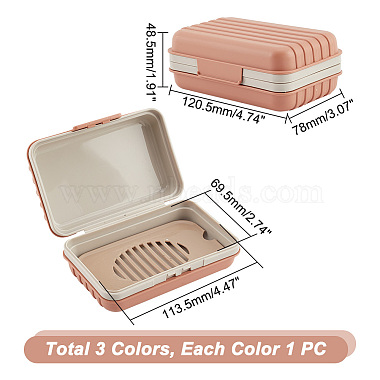 ahadermaker 3pcs 3 couleurs boîtes à savon en plastique de voyage portables(AJEW-GA0005-73)-2