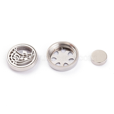 304 Stainless Steel Magnetic Diffuser Locket Aromatherapy Essential Oil Buckle(AJEW-M027-08P)-3