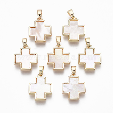 Real 18K Gold Plated Seashell Color Cross Freshwater Shell Charms