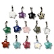 Natural & Synthetic Mixed Gemstone Star Charms with Platinum Plated Brass Snap on Bails(KK-C034-04P)-1