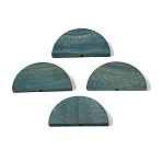 Painted Natural Wood Beads, Semicircle, Cadet Blue, 15x30x4mm, Hole: 1.5mm(WOOD-T021-05B-05)