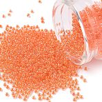 MIYUKI Round Rocailles Beads, Japanese Seed Beads, 11/0, (RR236) Orange Lined Crystal, 11/0, 2x1.3mm, Hole: 0.8mm, about 1111pcs/10g(X-SEED-G007-RR0236)