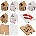 40Pcs 2 Colors Paper Boxes with Handle Rope and Window, for Wedding Candy Boxes, House Shape, Mixed Color, 8x8x7.5cm, 20 pcs/color(CON-CJ0001-25)